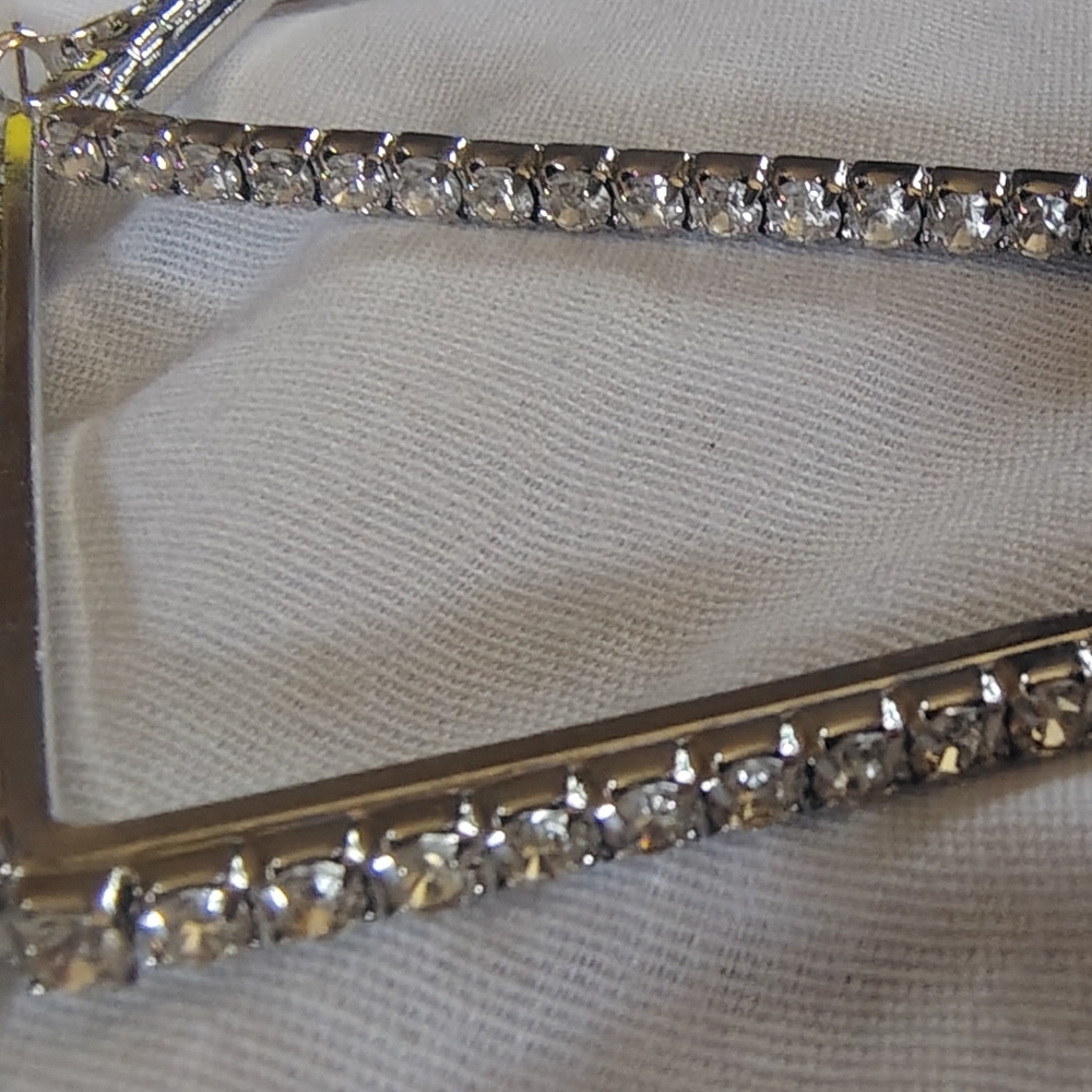 Elegant Large Trending Crystal Square Hoop Statement Earrings